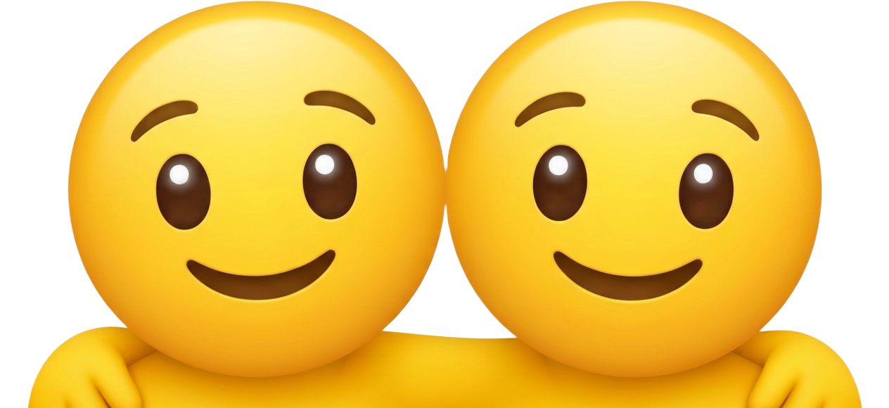 två smileys som håller om varandras axlar